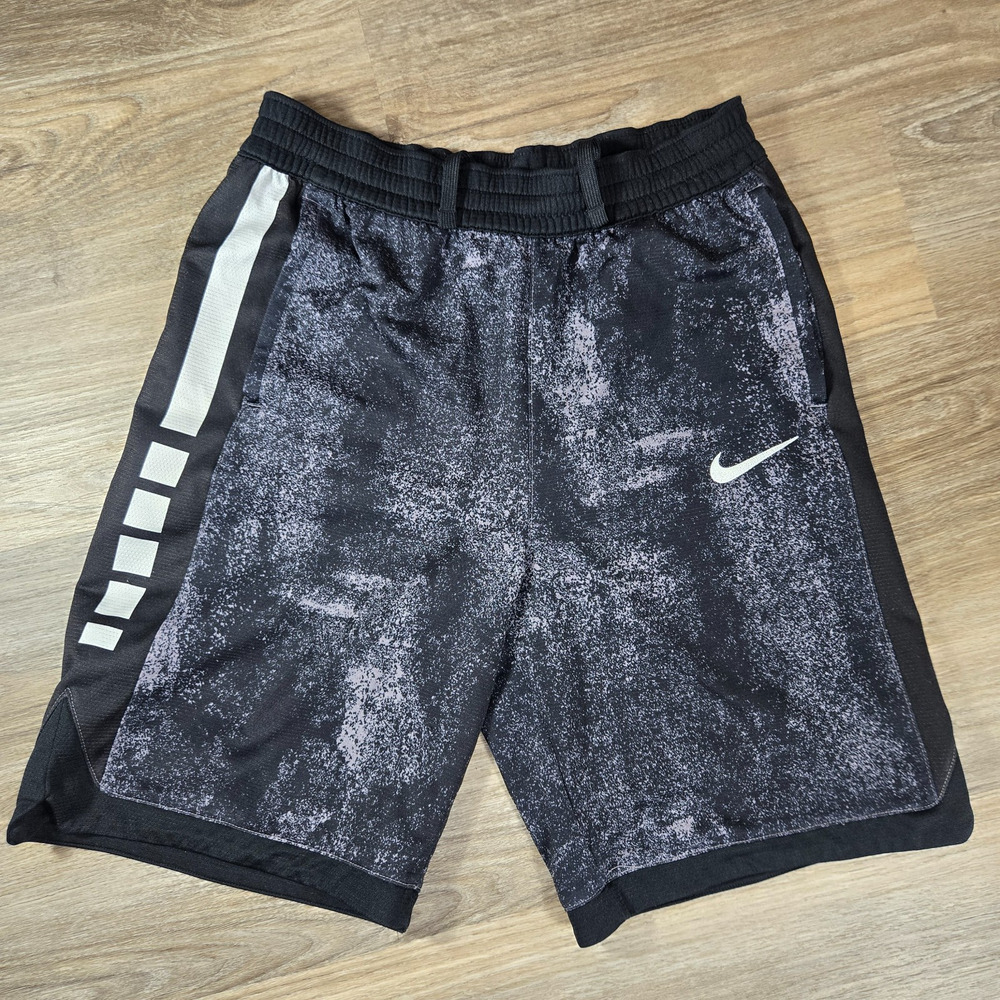 Nike Dri-FIT Elite Stripe Basketball Shorts Boys XL 18-20 Black White Pockets